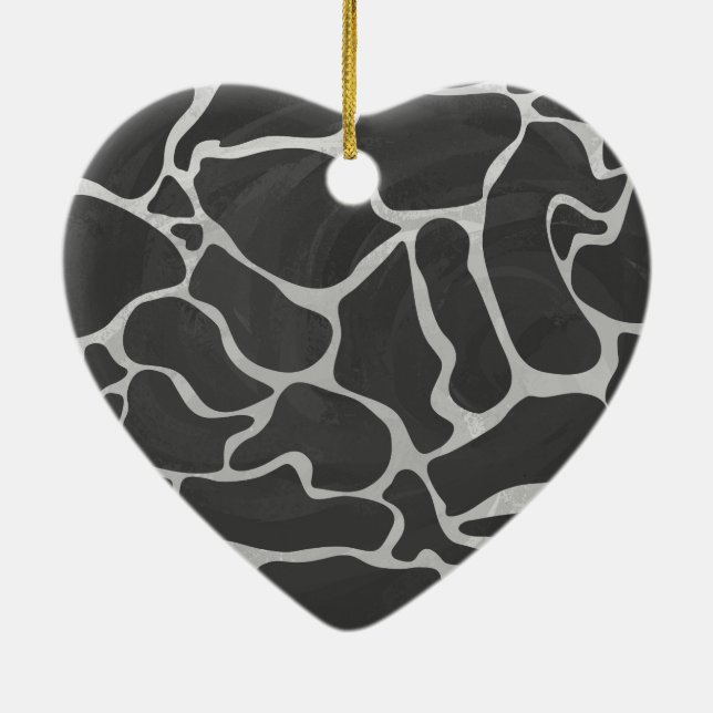 Giraffe Black and Light Grey Print Ceramic Tree Decoration (Back)