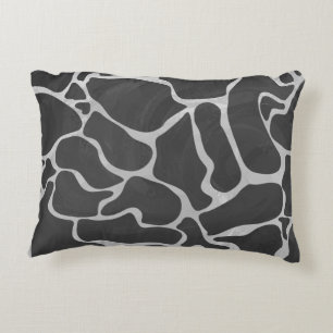 Giraffe Black and Light Grey Print Decorative Cushion