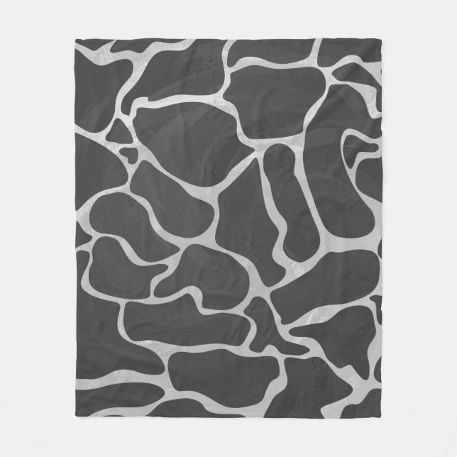 Giraffe Black and Light Grey Print Fleece Blanket (Front)