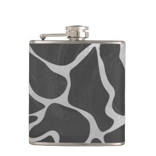 Giraffe Black and Light Grey Print Hip Flask