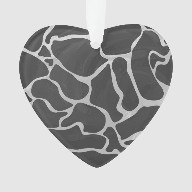 Giraffe Black and Light Grey Print Ornament (Front)