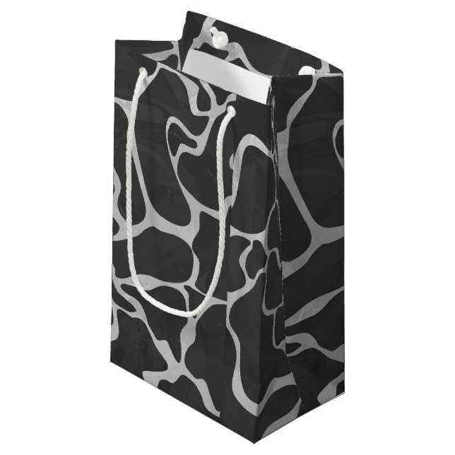 Giraffe Black and Light Grey Print Small Gift Bag (Front Angled)