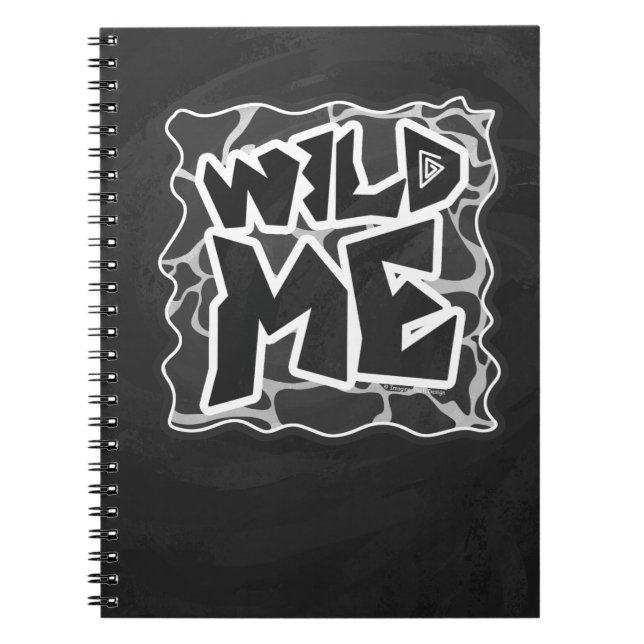 Giraffe Black and Light Grey Print Spiral Notebook (Front)