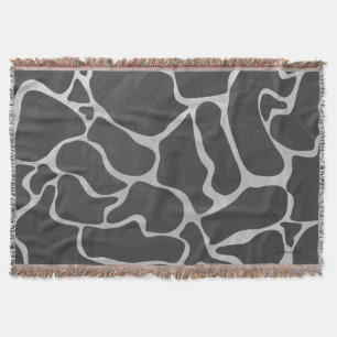 Giraffe Black and Light Grey Print Throw Blanket