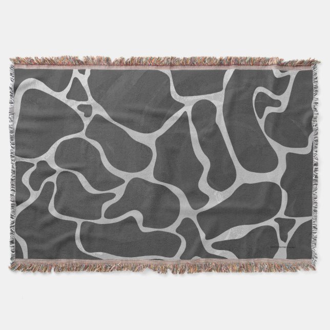 Giraffe Black and Light Grey Print Throw Blanket (Front)