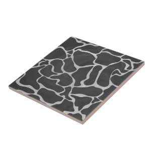 Giraffe Black and Light Grey Print Tile