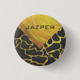 Giraffe Black and Yellow Print 3 Cm Round Badge