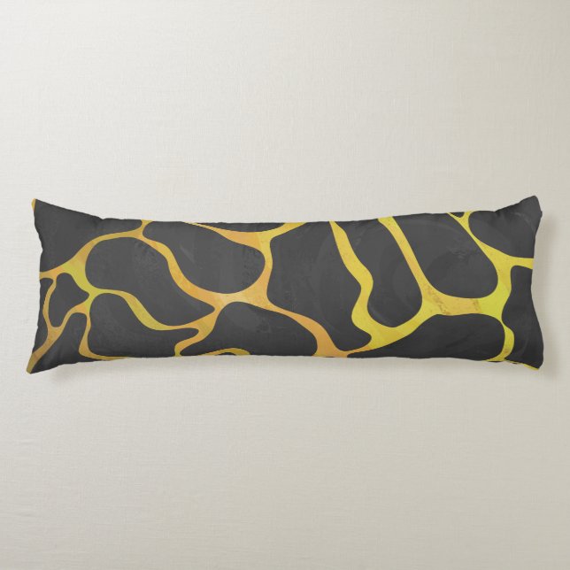 Giraffe Black and Yellow Print Body Cushion (Front)