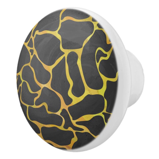Giraffe Black and Yellow Print Ceramic Knob (Right)