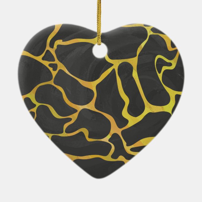 Giraffe Black and Yellow Print Ceramic Tree Decoration (Back)