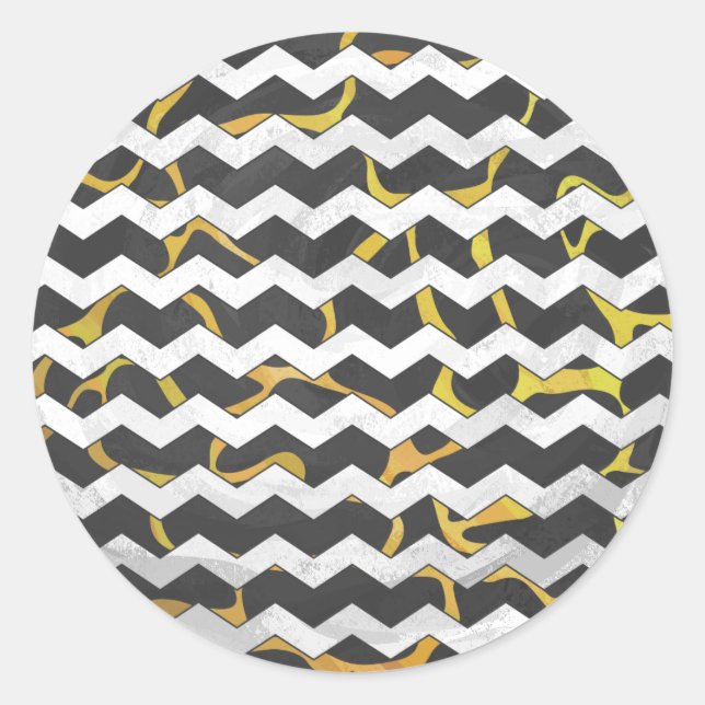 Giraffe Black and Yellow Print Classic Round Sticker (Front)