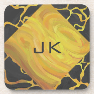 Giraffe Black and Yellow Print Coaster