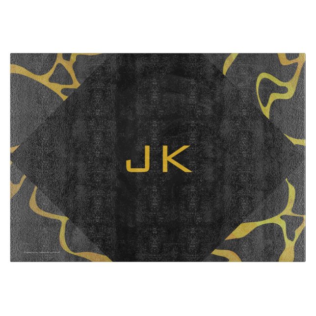 Giraffe Black and Yellow Print Cutting Board (Front)