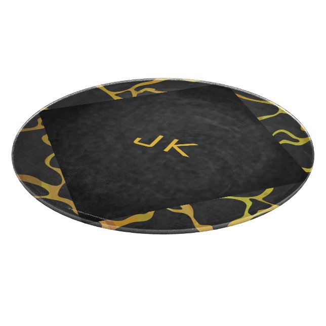 Giraffe Black and Yellow Print Cutting Board (Corner)
