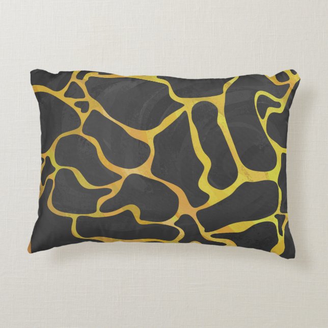 Giraffe Black and Yellow Print Decorative Cushion (Back)