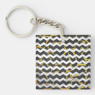 Giraffe Black and Yellow Print Key Ring