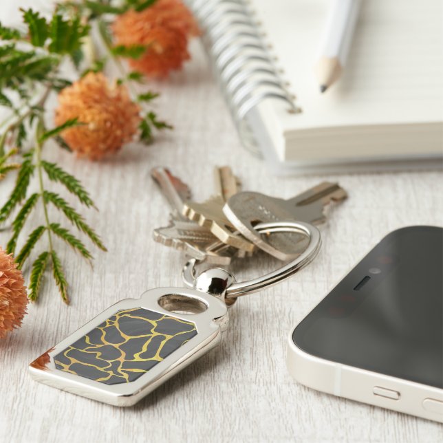 Giraffe Black and Yellow Print Key Ring (Side)