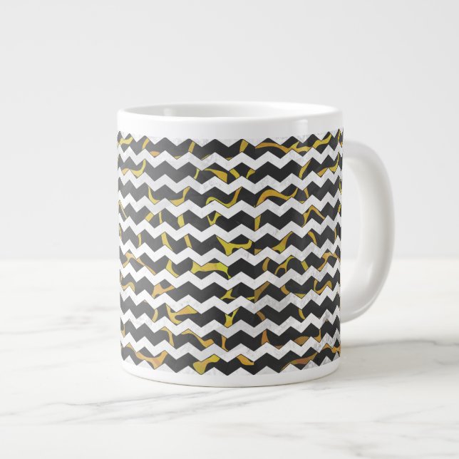 Giraffe Black and Yellow Print Large Coffee Mug (Front Right)