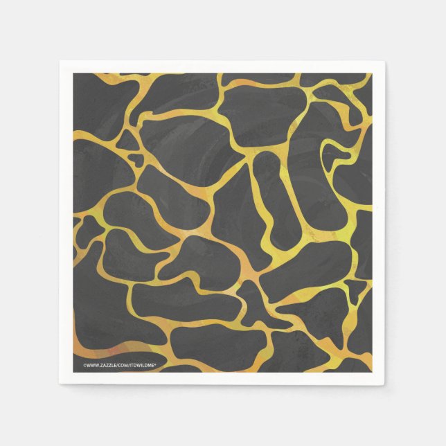 Giraffe Black and Yellow Print Napkin (Front)