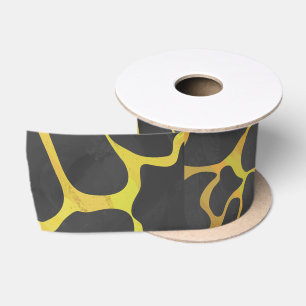 Giraffe Black and Yellow Print Satin Ribbon