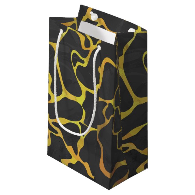Giraffe Black and Yellow Print Small Gift Bag (Front Angled)