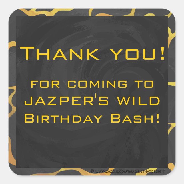 Giraffe Black and Yellow Print Square Sticker (Front)