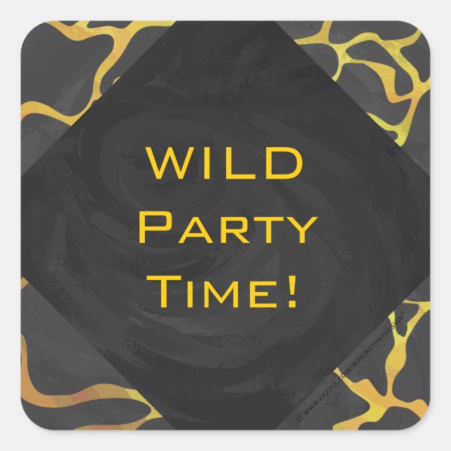 Giraffe Black and Yellow Print Square Sticker (Front)