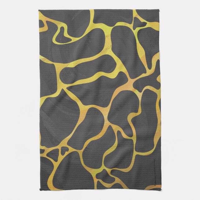 Giraffe Black and Yellow Print Tea Towel (Vertical)