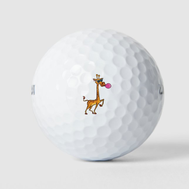 Giraffe Blowing Bubble Gum Bubblegum Golf Balls (Front)