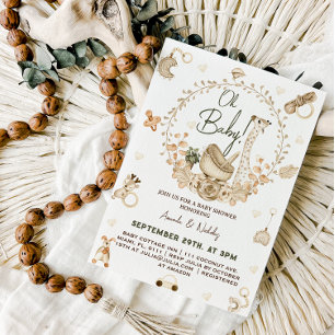 Giraffe Boho Nursery Baby Shower Invitation