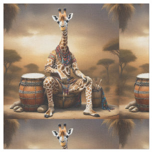 Giraffe Bongo Drum Player, Fabric