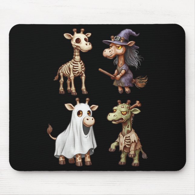 Giraffe Boo Zombie Witch Halloween Costume Women  Mouse Pad (Front)