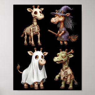 Giraffe Boo Zombie Witch Halloween Costume Women  Poster