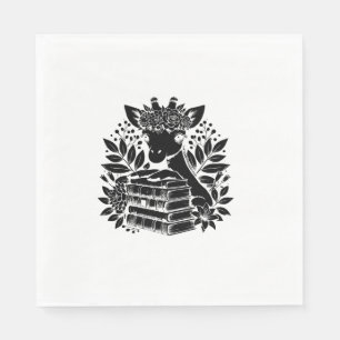 Giraffe Books Bookworm Library Book Reading Biblio Napkin