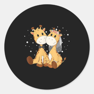 Giraffe Bride And Groom Wedding Art Matching Coupl Classic Round Sticker