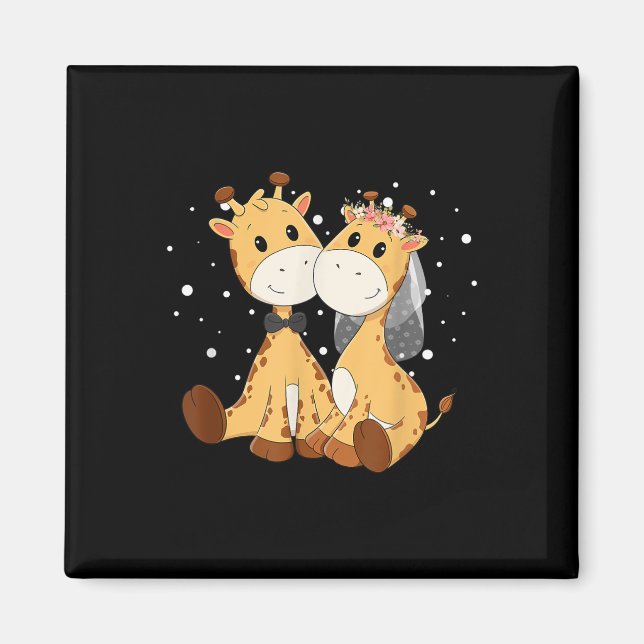 Giraffe Bride And Groom Wedding Art Matching Coupl Magnet (Front)