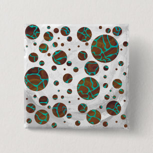 Giraffe Brown and Teal Print 15 Cm Square Badge