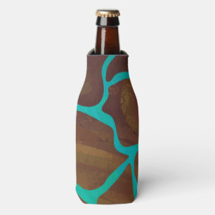 Giraffe Brown and Teal Print Bottle Cooler