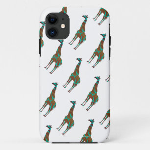 Giraffe Brown and Teal Print Case-Mate iPhone Case