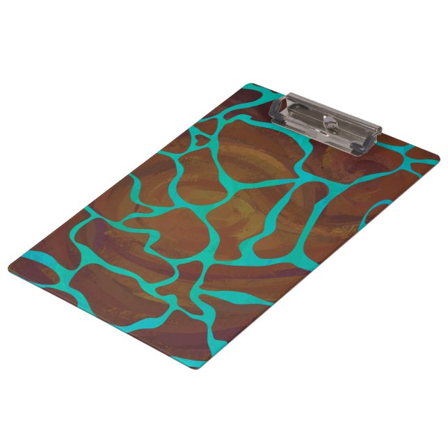 Giraffe Brown and Teal Print Clipboard (Angled)