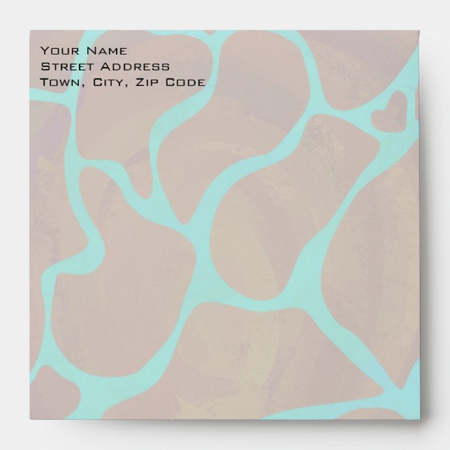 Giraffe Brown and Teal Print Envelope (Front)