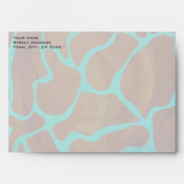 Giraffe Brown and Teal Print Envelopes (Front)