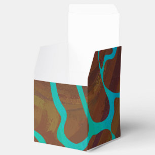 Giraffe Brown and Teal Print Favour Box