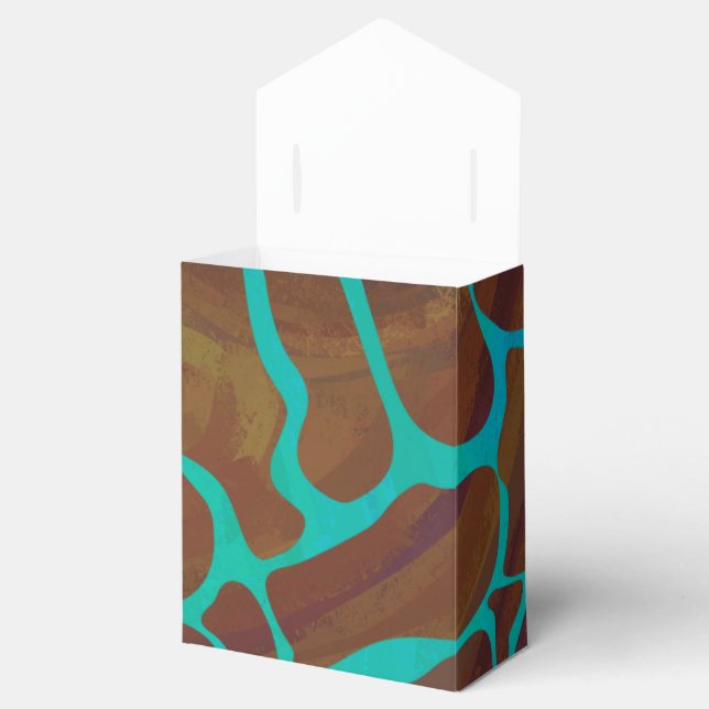 Giraffe Brown and Teal Print Favour Box (Opened)