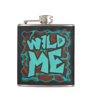 Giraffe Brown and Teal Print Hip Flask