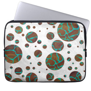 Giraffe Brown and Teal Print Laptop Sleeve