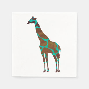 Giraffe Brown and Teal Print Napkin