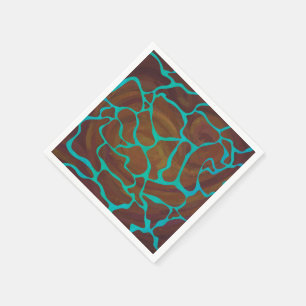 Giraffe Brown and Teal Print Napkin