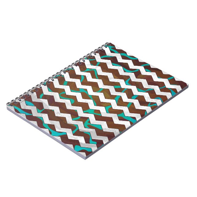 Giraffe Brown and Teal Print Notebook (Left Side)