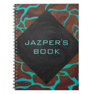 Giraffe Brown and Teal Print Notebook